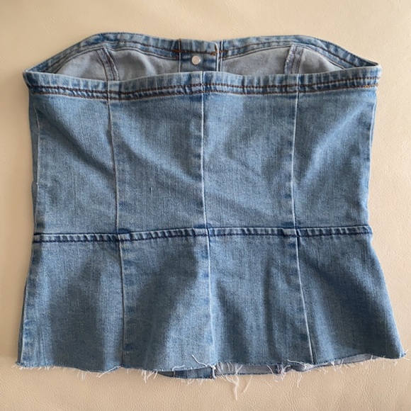 Button through denim tube top - Picture 2 of 4